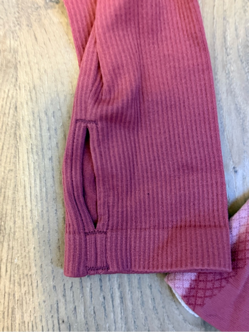Zella Long-Sleeve Seamless Performance Top - Rose with White Panels - Picture 5 of 6